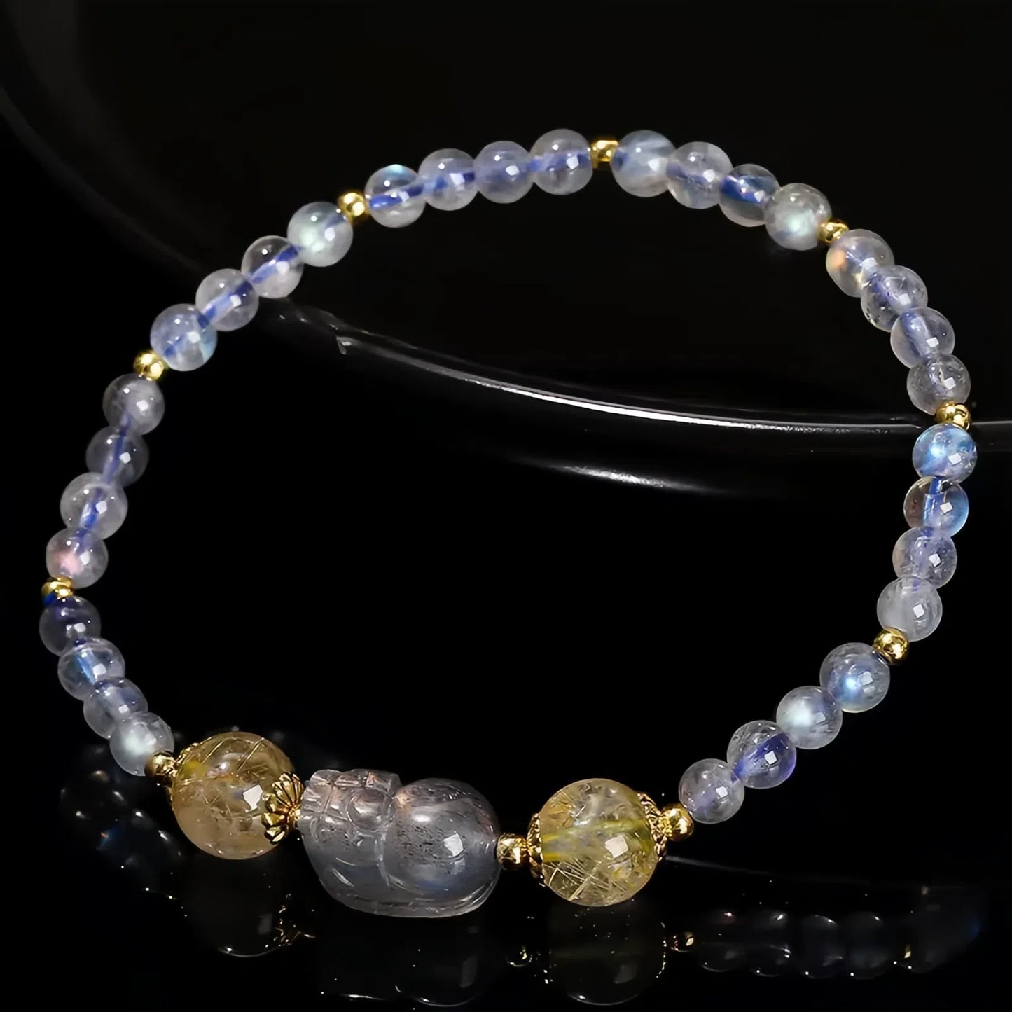Moonstone Pixiu Guard | Gray Moonstone Pixiu Bracelet for Energy & Harmony