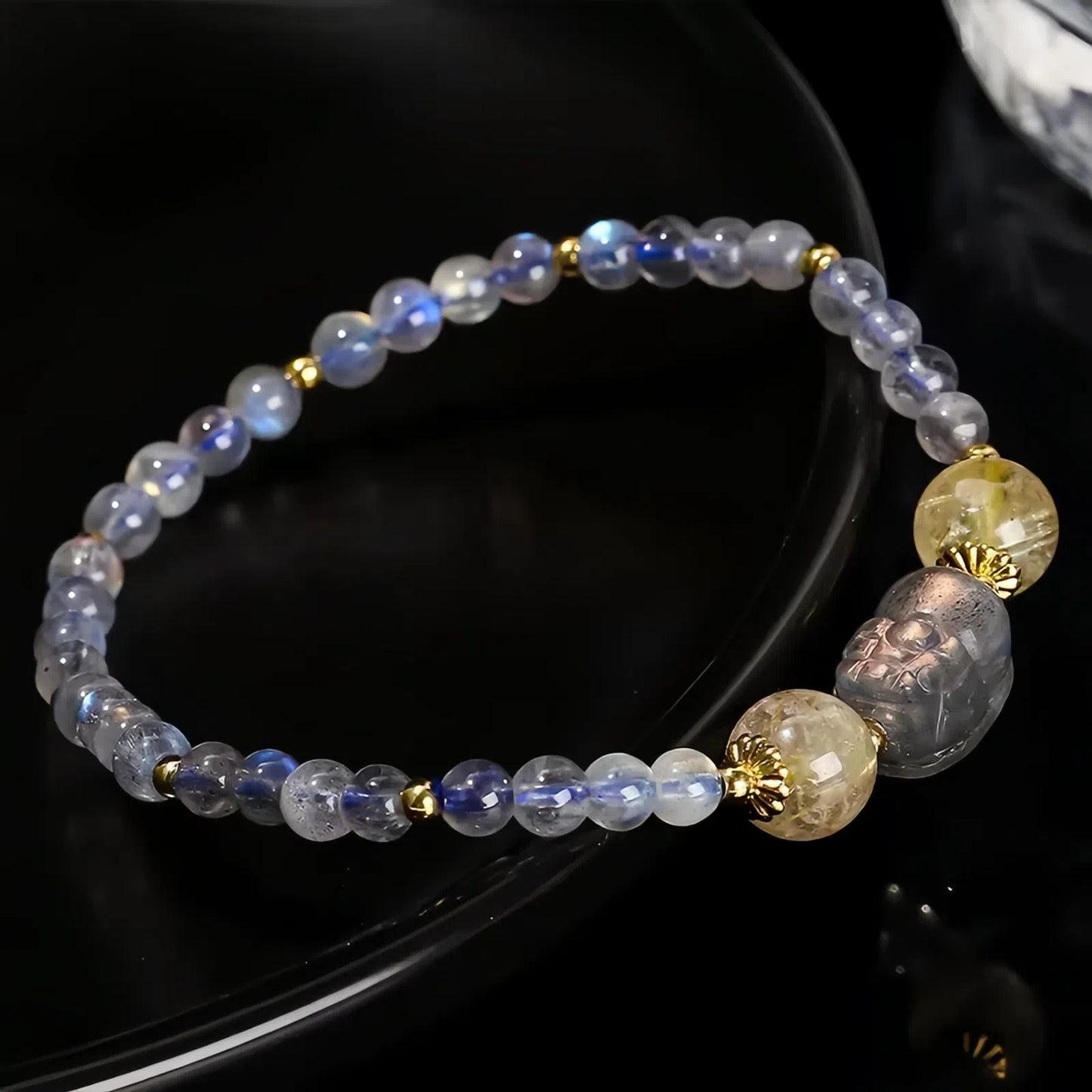 Moonstone Pixiu Guard | Gray Moonstone Pixiu Bracelet for Energy & Harmony