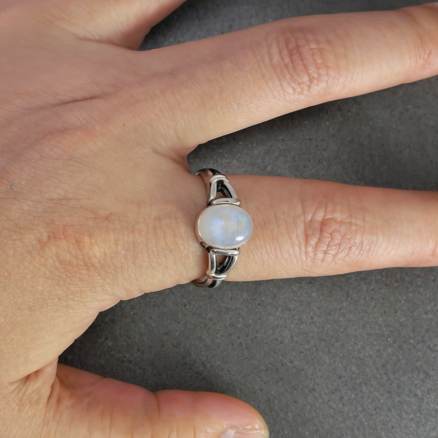 Lunar Whisper | 925 Sterling Silver Moonstone Ring for Love & Intuition