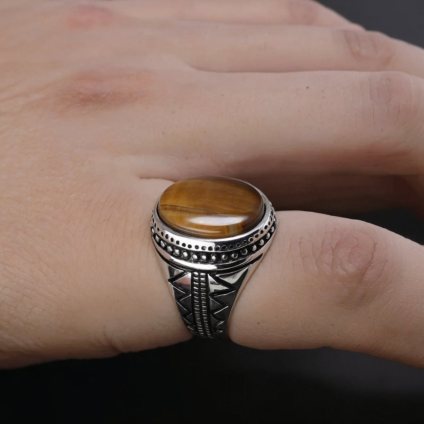 925 Silver Tiger Eye Ring