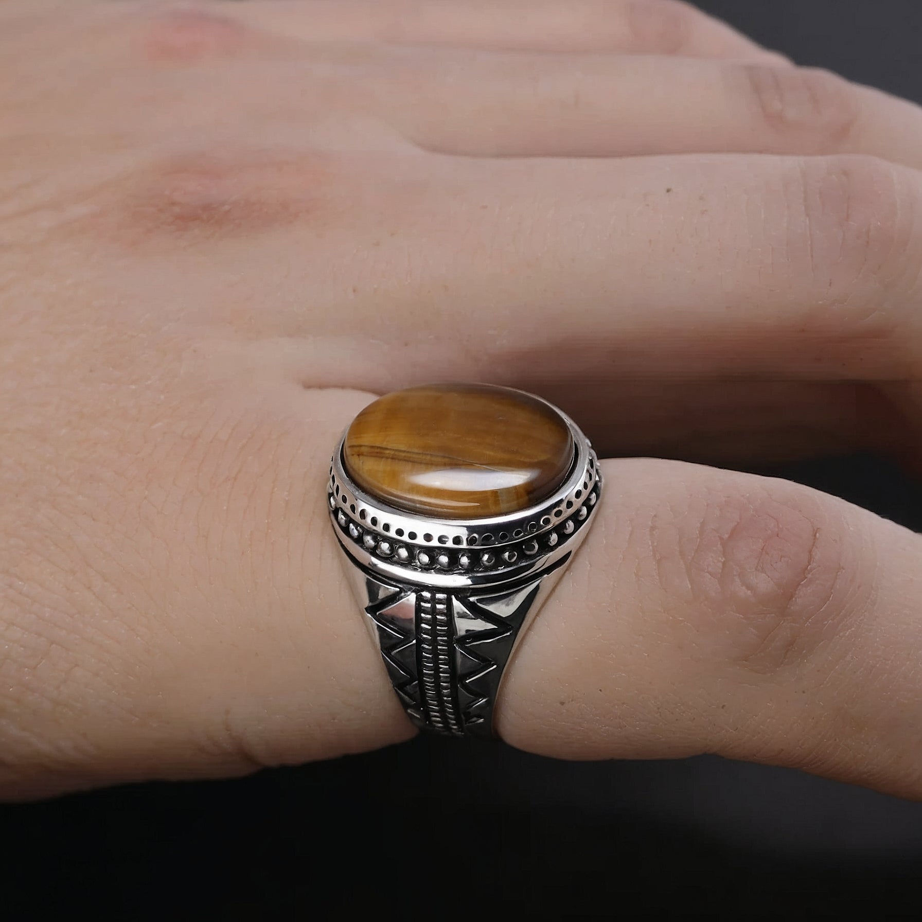 925 Silver Tiger Eye Ring