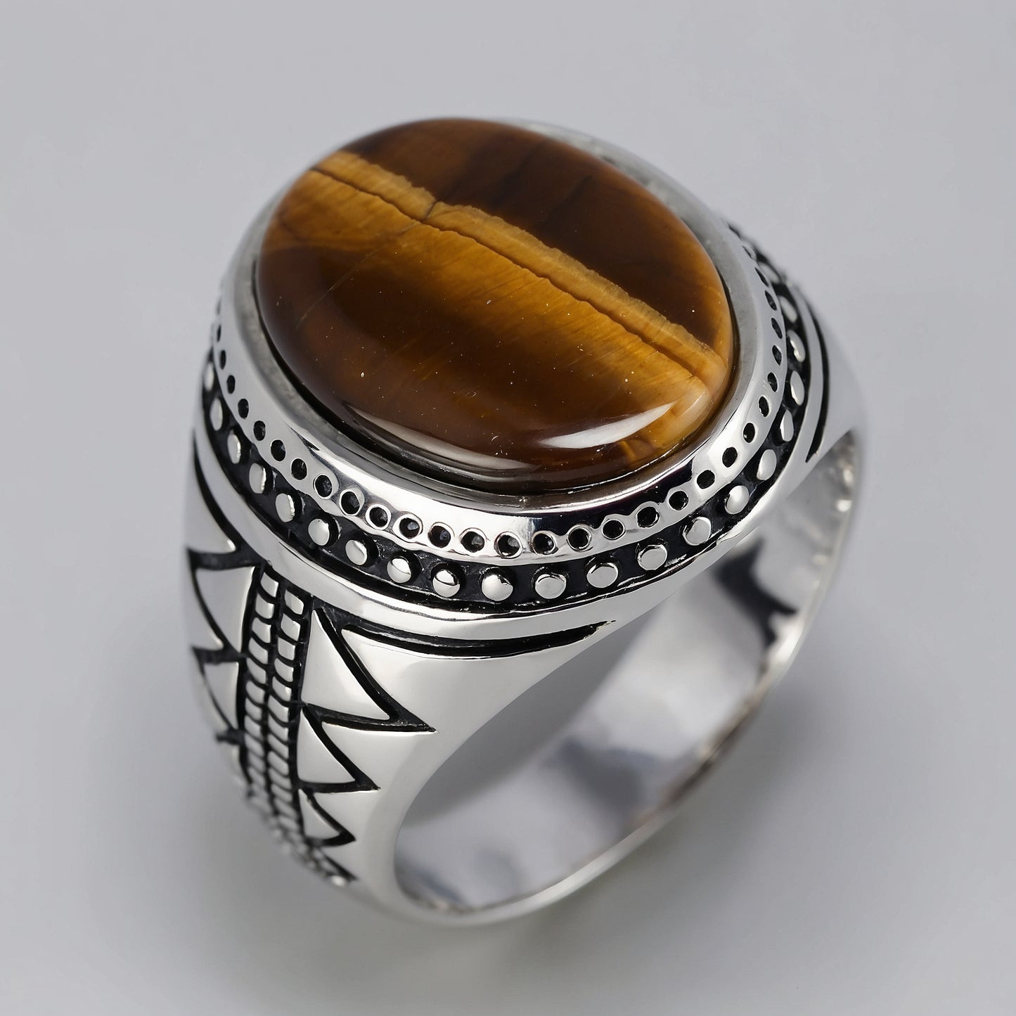 925 Silver Tiger Eye Ring