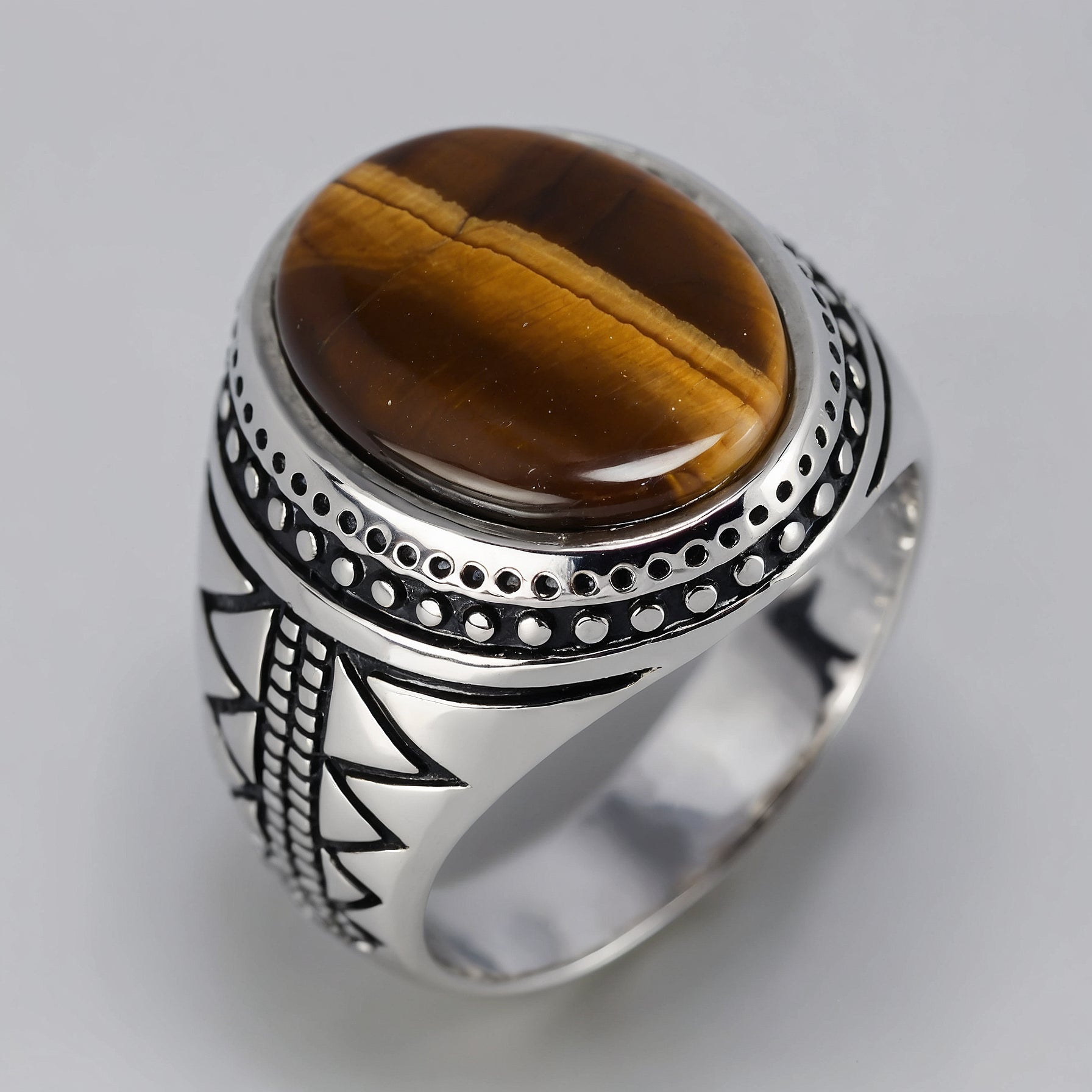 925 Silver Tiger Eye Ring