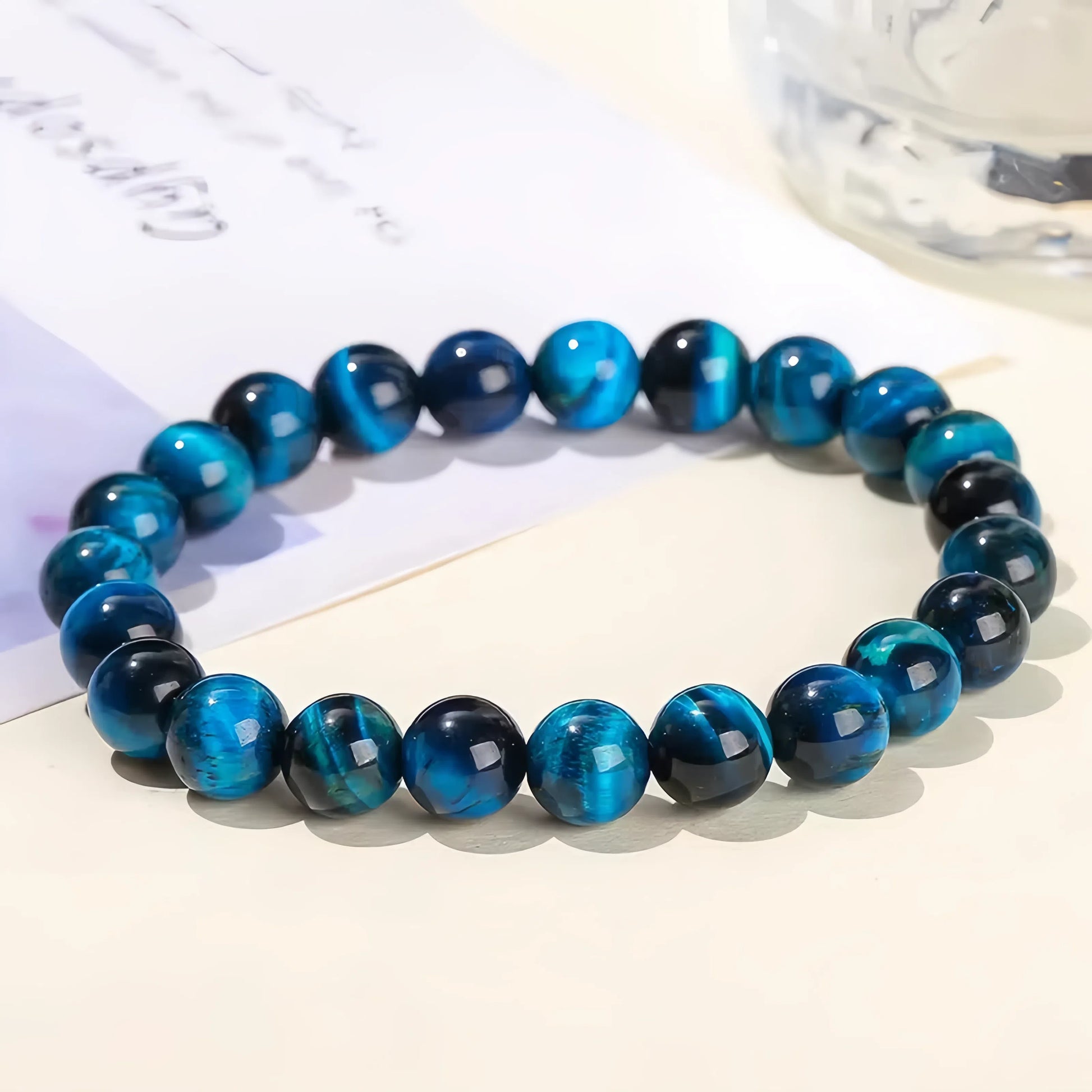 Blue Tiger Eye Bead Bracelet
