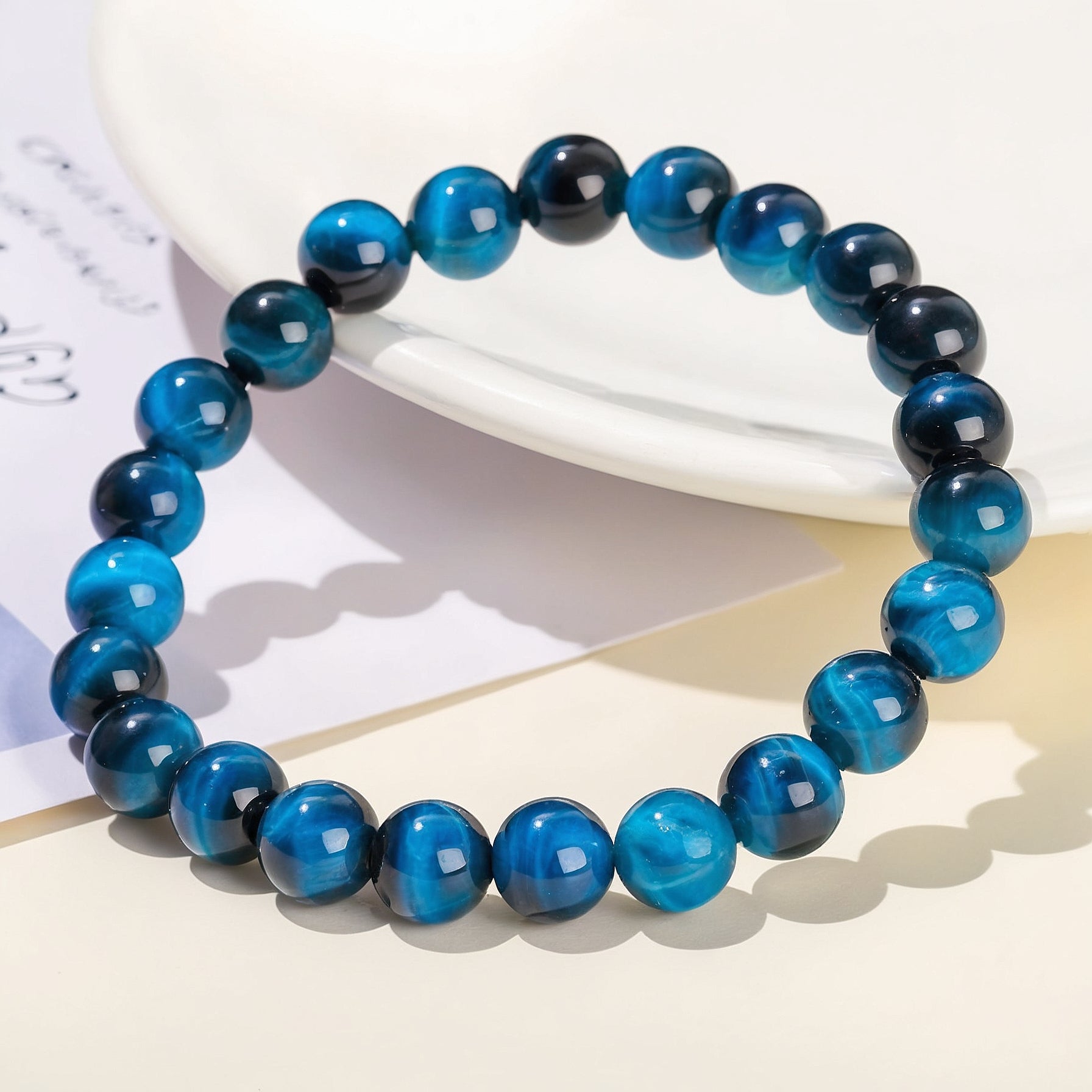 Blue Tiger Eye Bead Bracelet