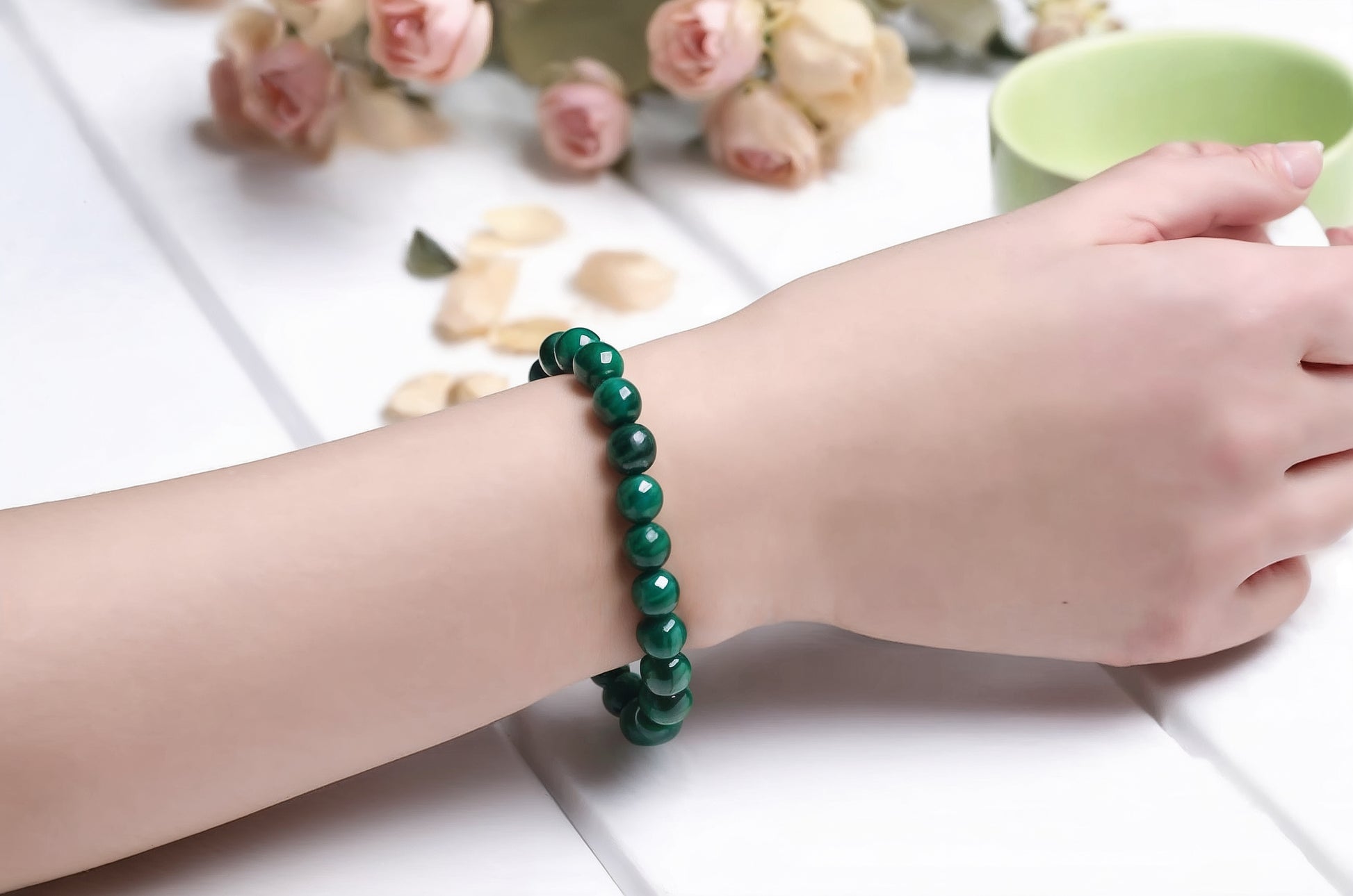 Round Malachite Beads Bracelet