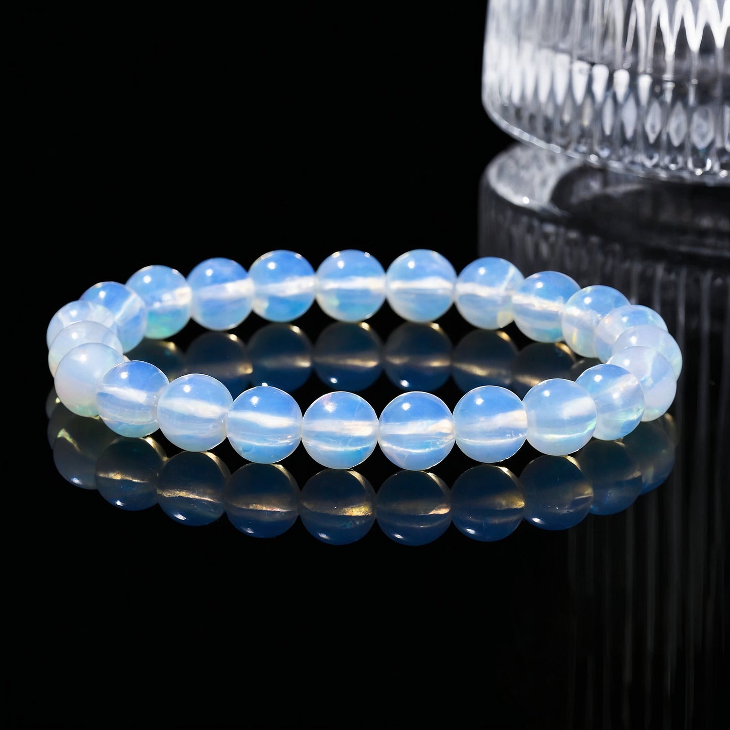 White Opal Bead Bracelet