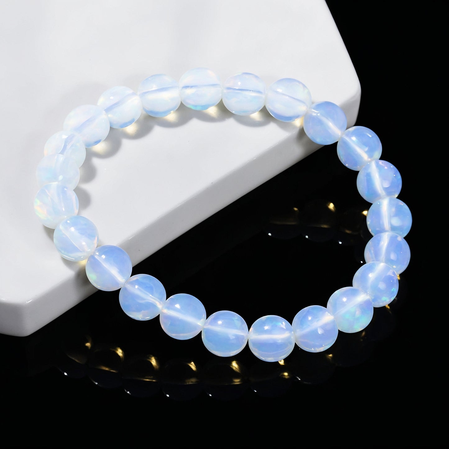 White Opal Bead Bracelet