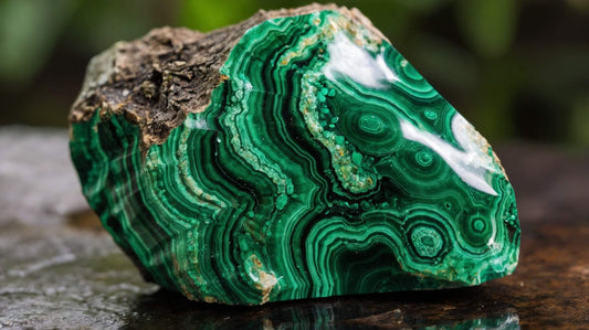 a real life full scale picture of a natural raw malachite crystal 