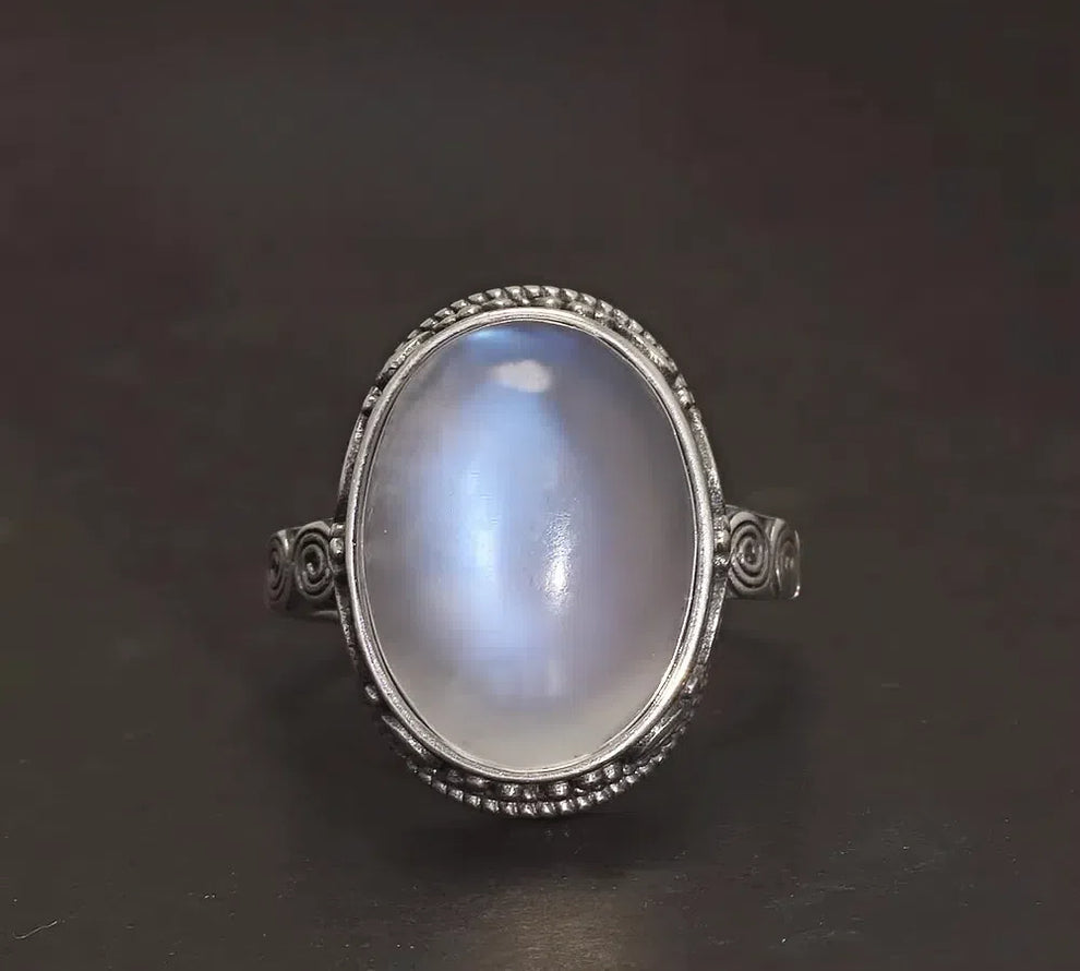 Moonstone Stamped 925 Silver Ring | Enhance Love & Communication