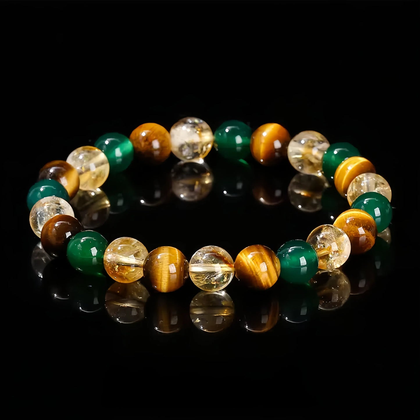 Yellow Tiger Eye & Green Agate & Citrine Mixed Bracelet