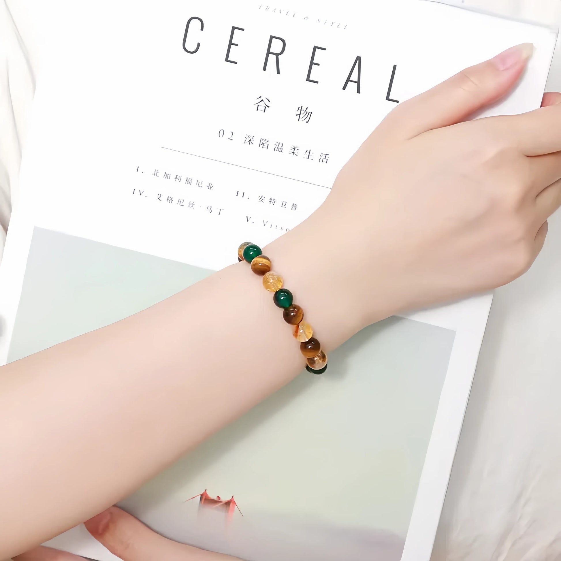 Yellow Tiger Eye & Green Agate & Citrine Mixed Bracelet