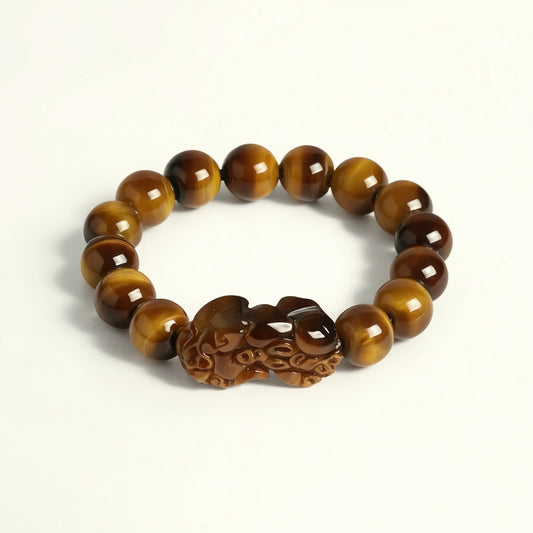 Yellow Tiger Eyes Pixiu Bead Bracelet